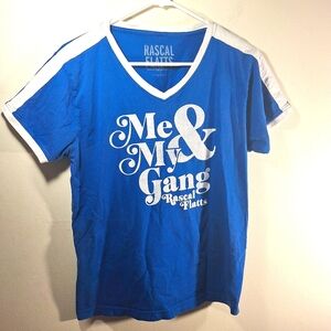 Rascal Flats Women's Blue Me & My Gang Short Sleeve V-Neck Tee Size L